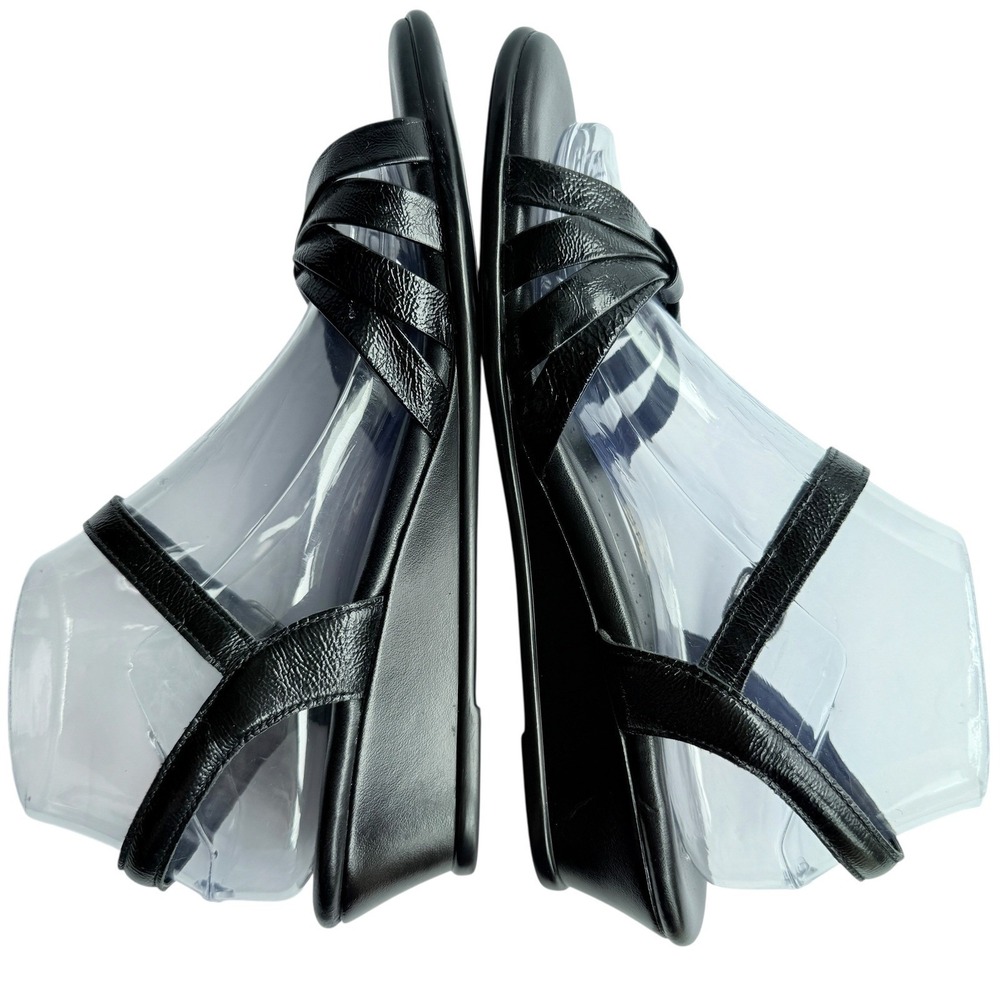 SAS Strippy Quarter Strap Wedge Sandal Black Patent Size 8.5 Narrow - Picture 3 of 16